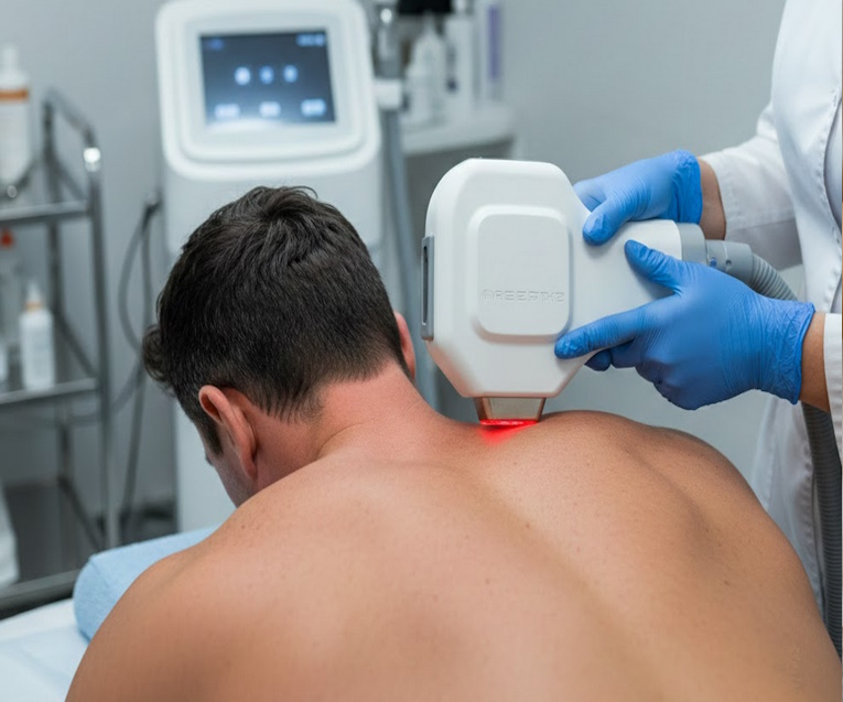 Лазерная эпиляция спины в области шеи 